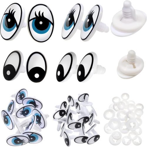 TOAOB 60 Set Plastic Safety Eyes Black and Blue Craft Eyes 13 x 19 mm 17 x 25 mm Doll Safety Eyes with Washers for Stuffed Animals Amigurumis Crochet Bears Dolls Making