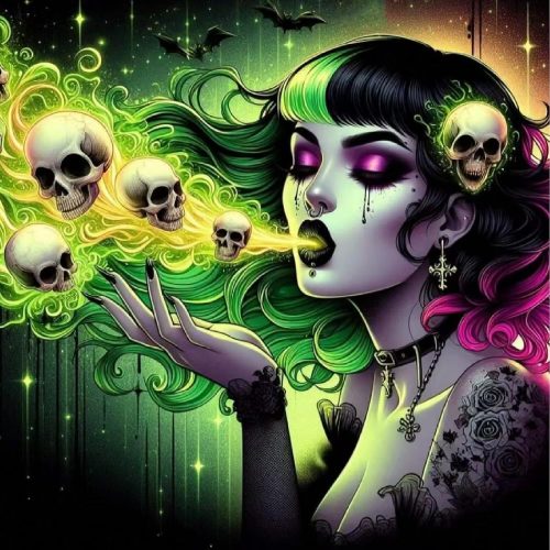 LWZAYS Gothic Diamond Art Painting Kits for Adults, Skull 5D Diamond Painting Kits for Beginner, DIY Full Round Gem Crystal Art Paint by Diamond, Home Wall Decor 13.7X 13.7 inch