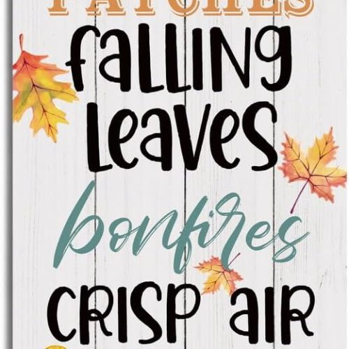 Fall Decor, Decorative Wood Hanging Wood Plaque, Wooden Wall Art Decor, Autumn List Hanging Sign for Home Decor, Fall Door Decoration, Pumpkin Patches Falling Leaves Bonfires Crisp Air Apple Cider Autumn