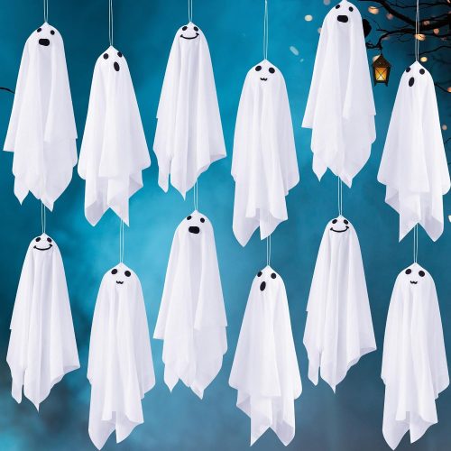 CT3EZ415CT_1 Seenelling 12 Pack Halloween Hanging Ghost Decorations White Cloth