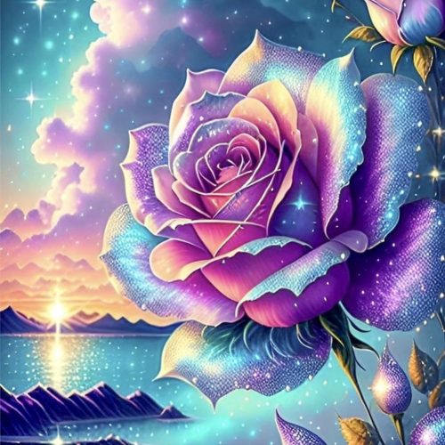 ijbnhd Diamond Art Kits for Adults, 5D Rose, Sunset, 12X16in