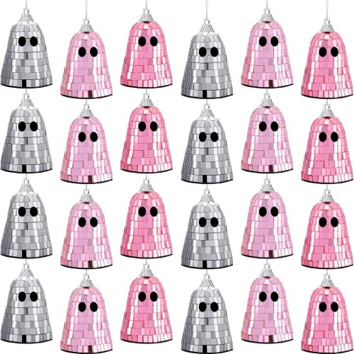 24 Pcs Halloween Disco Ghosts Decor Pink Halloween Ornament for Tree