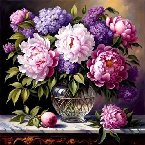 Reluohuo Flower Diamond Painting Kits for Adults, 5D Full Drill Diamond Art Kits for Beginners, DIY Round Gem Art Craft for Home Wall Decor, 12x12 Inch