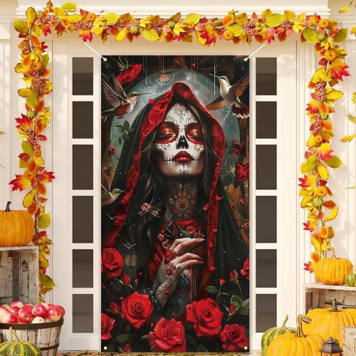 Day of The Dead Door Cover Dia De Muertos Decorations for Home