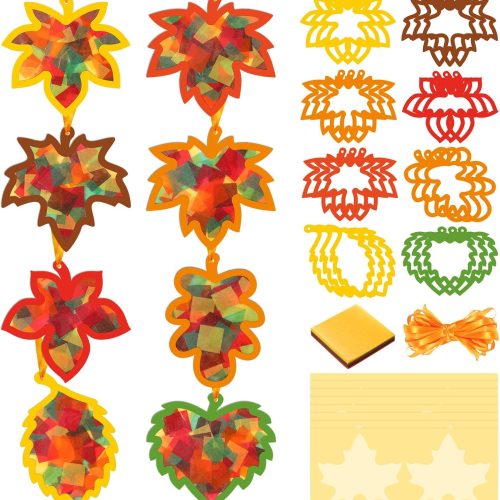 CT6564CT_1 Containlol 24 Pcs Fall Leaf Suncatcher Craft Kit, 8 Autumn Designs