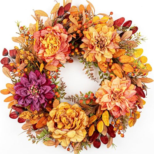 22 Inches Fall Wreath Fall Wreaths for Front Door Autumn Wreath