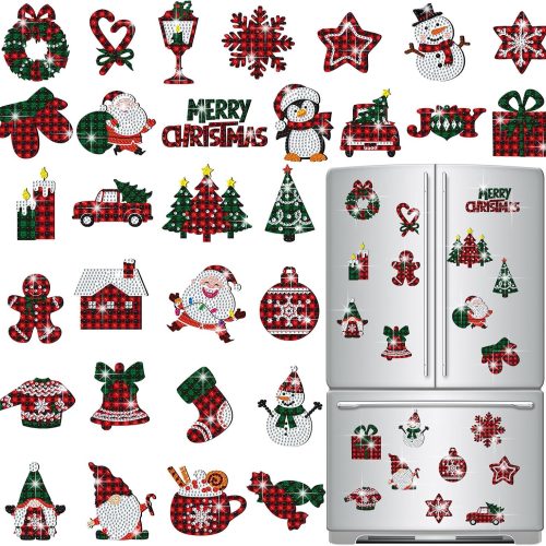 Copkim 30 Pcs Christmas Diamond Art Magnet Kits