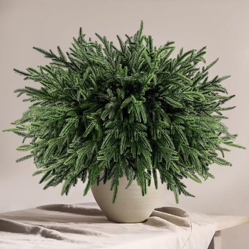 JOICEE 16Pcs 18" Real Touch Norfolk Pine Branches Artificial Faux Plants