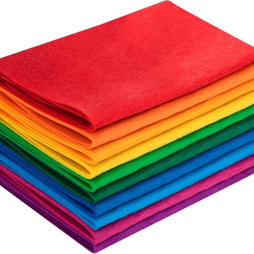 10 Sheets Felt Fabric for Crafts, 8x20 Inch 1.4mm Thick (Rainbow)
