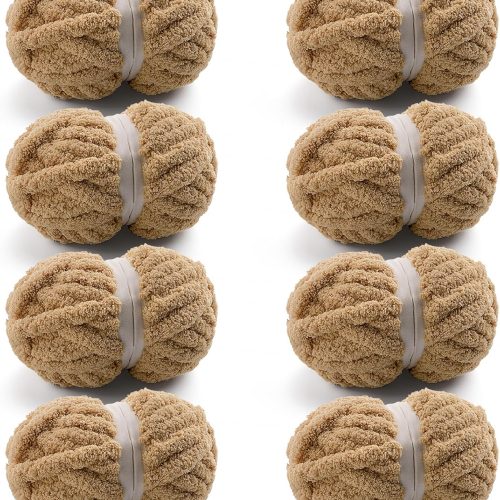 Chunky Yarn for Hand Knitting, Brown Chunky Chenille Yarn for Crocheting