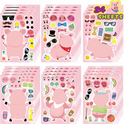 Pig Stickers for Kids, Make You Own Kawaii Pink Piggy Animal Stickers