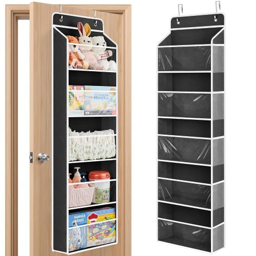 JARLINK Over The Door Toy Storage Organizer w/Clear Window, Black