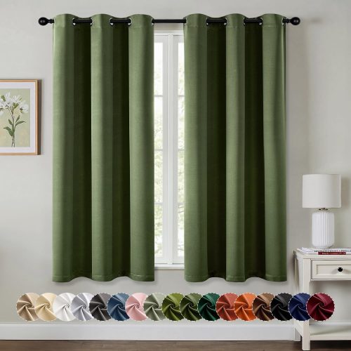 MIULEE Blackout Curtains for Bedroom 2 Panels 40 x 63 Inch Long Olive Green