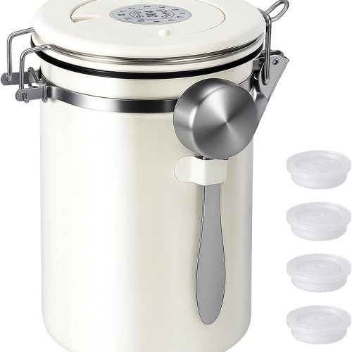 Kirecoo 22OZ Airtight Stainless Steel Coffee Canister with Date Tracker