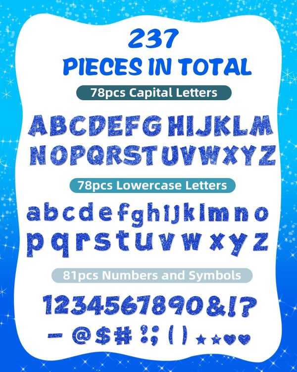 237 Pcs Glitter Bulletin Board Letters, Numbers and Punctuation 4 Inch