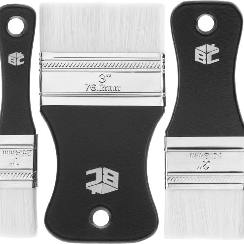 Bates- Flat Paddle Paint Brush Set, 3 Pack, 1"/2"/3" Nylon Bristles