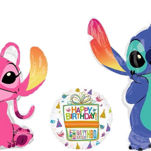 Angel and Stitch's Birthday Party Supplies 3 pc Balloons Decorations