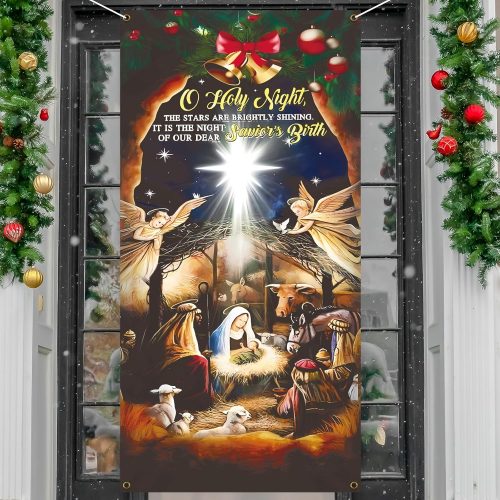 Christmas Door Cover Decorations Jesus Nativity Scene Christmas Door Decor