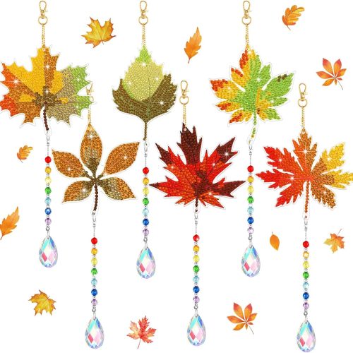 6 Pcs Thanksgiving Fall Diamond Art Keychain Kits for Adults DIY Crafts