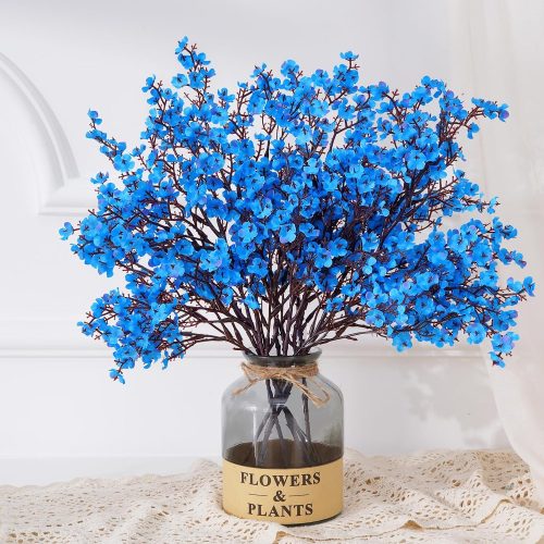 5 Pcs Fake Flowers, Real Touch Babys Breath Artificial Flowers, Blue