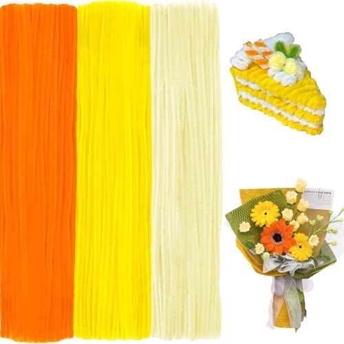 jijAcraft 300pcs Yellow Pipe Cleaners - Chenille Stems for Flowers & Craft