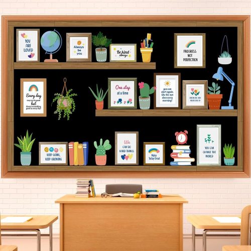Classroom Bulletin Board Set, Greenery Back to School Bookshelf Decor