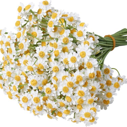 Small White Daisy Flowers Artificial,6 Bouquet/36Pcs 10 Inch Fake Daisies