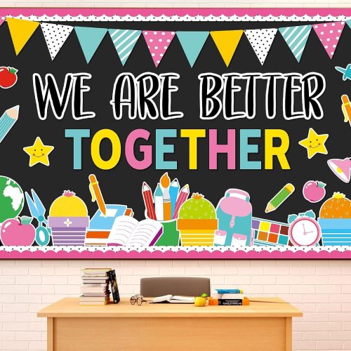Naozinebi Together We are Better Classroom Decorations Back to School Bulletin Board Borders Colorful Better Together Paper Cutouts Motivational Positive Decor for Classroom School Teachers