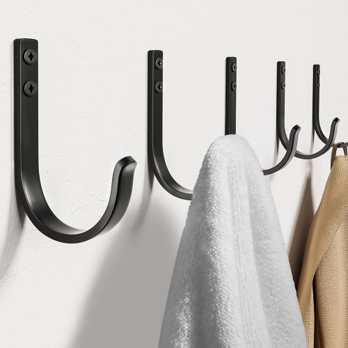 CTMCE01329CT_1 22LB Wall Hooks for Hanging Towel/Coat, Black 5 Pack