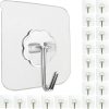 24 Pack Adhesive Wall Hooks Clear 33LB Heavy Duty Sticky Hooks