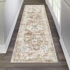 Pauwer Hallway Runner Rug 2x6, Washable Kitchen Runner, Vintage Cream Tan