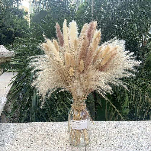CTMCE01636CT_1 Pampas Grass Decor 110 pcs 17.5inch Natural Dried Pampas Grass-15Pcs White Pampas & 15Pcs Brown Pampas & 50Pcs Reed Grass& 30Pcs Bunny Tail Grass,Fluffy Dried Flowers for Home Decor Wedding Boho Decor