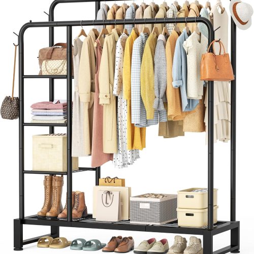 Double Rods Clothes Rack Clothing Rack, Clothes Rack for Hanging Clothes