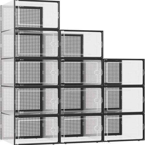 CTMCE02346CT_1 Kuject XXX-Large Shoe Storage Boxes 12 Pack, Clear Stackable Shoe Organizer