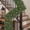 9FT Christmas Garland with Lights, Extra Full Lighted Cedar Garland