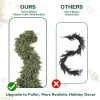 9FT Christmas Garland with Lights, Extra Full Lighted Cedar Garland
