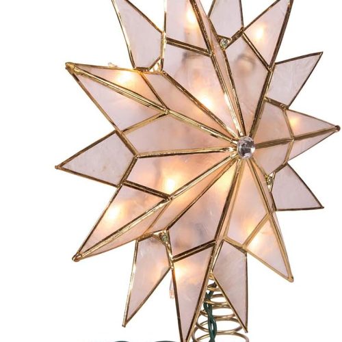 CTMCE02928CT_1 Kurt Adler UL 10L Capiz Double Tip Star with Center Gem Treetop