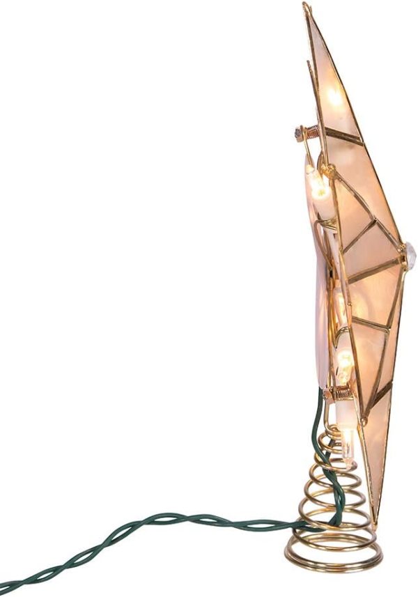 Kurt Adler UL 10L Capiz Double Tip Star with Center Gem Treetop