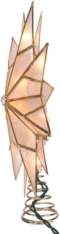 Kurt Adler UL 10L Capiz Double Tip Star with Center Gem Treetop