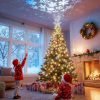 Christmas Tree Topper Lighted Star with Snowflake Projector, Silver