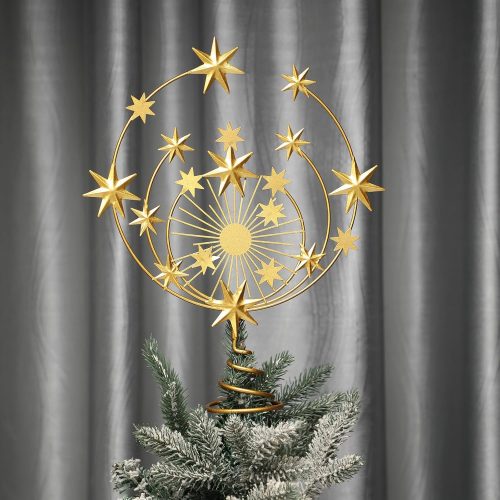 CTMCE02934CT_1 Gejoy Celestial Gold Metal Tree Topper, 10 Inch Christmas Holiday Decor