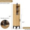 Small Bathroom Storage Cabinet Corner Narrow Toilet Paper Floor Cabinet Oak