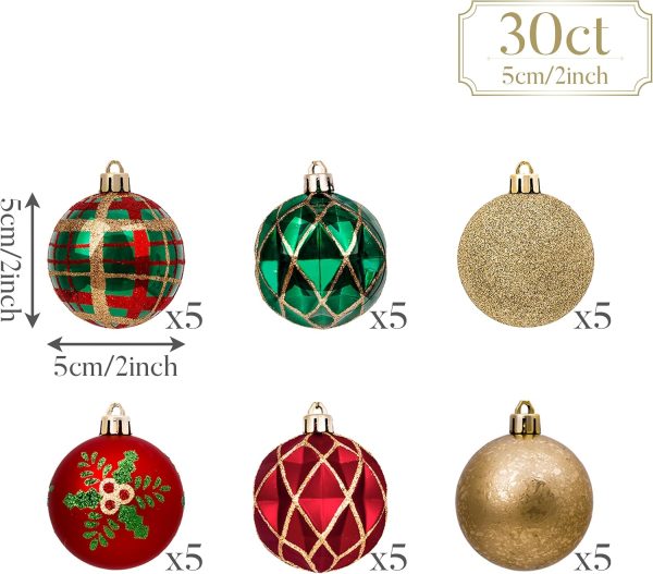 Valery Madelyn 30ct Christmas Tree Decorations Ball Ornaments 2 Inches