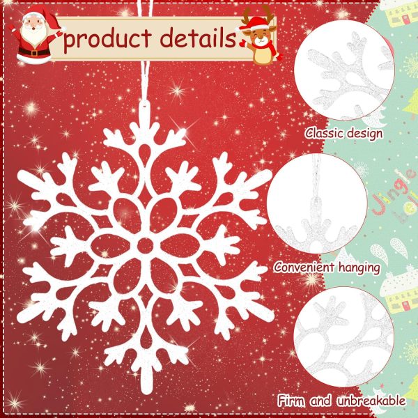 24 Pcs White Snowflake Ornaments 12 Inch Xmas Decor,Romantic Style