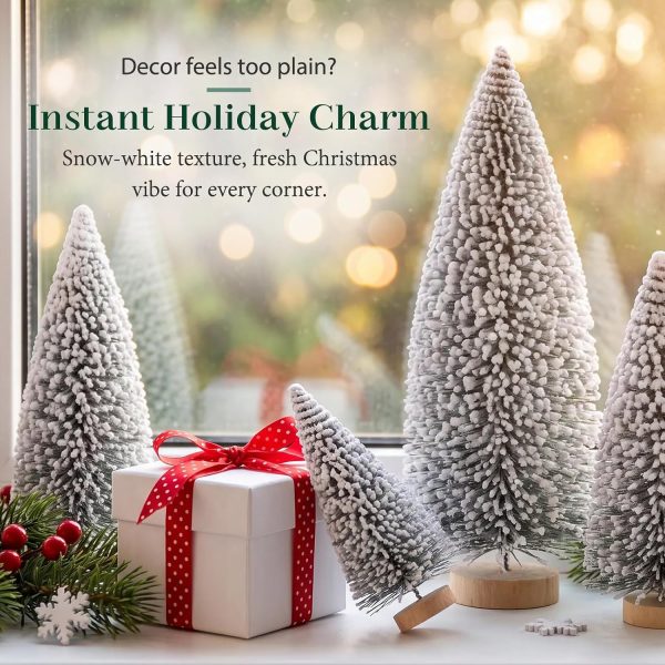 CTMCE04116CT_3 6 Pack Snow Flocked Christmas Trees, Mini Tabletop Christmas Tree Decor