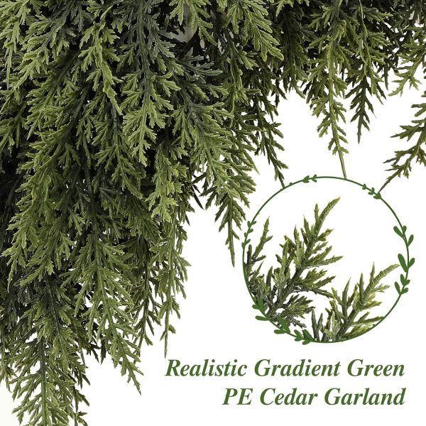 Alupssuc 9FT Cedar Garland, Real Touch &High Density of 200 Branch Leaves