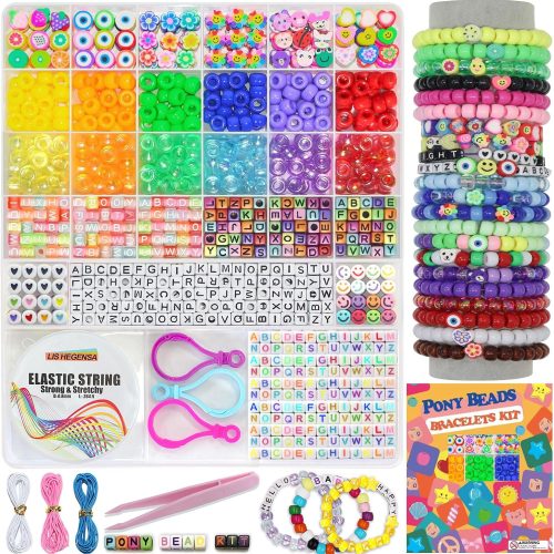 CTPAR-S-1296_1 LIS HEGENSA 12Color 900PCS Kandi Pony Beads Bracelets Jewelry Making Kits