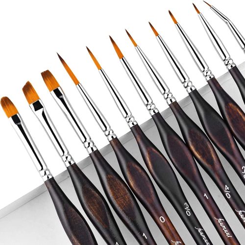 Miniature Paint Brushes, Fuumuui 11pcs Micro Detail Paint Brushes for Model, Paint by Numbers - Fine Detail Paint Brush Set for Acrylic, Watercolor, Oil