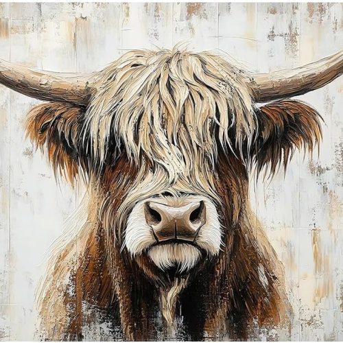 DIADAY Highland Cow Diamond Painting Kits for Adults, 5D Cow Diamond Art Kits, DIY Round Full Drill Animal Diamond Dot Painting Gem Crafts Home Wall Decor Gift 16x12 Inch