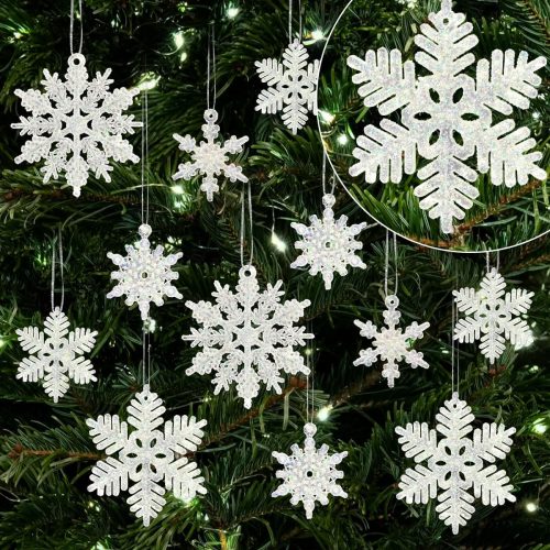 Mini Snowflake Ornaments for Christmas Tree Decorations, Crafts